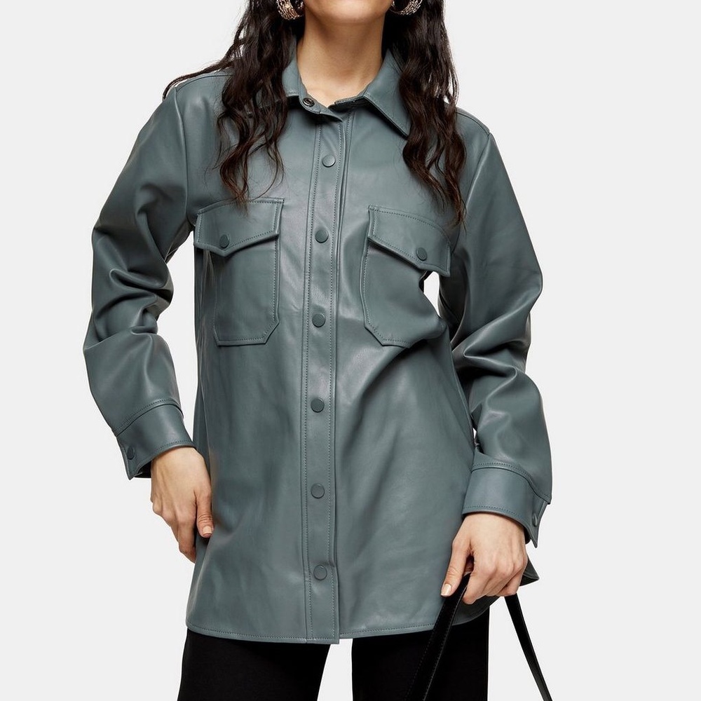Topshop Faux Leather Shirt